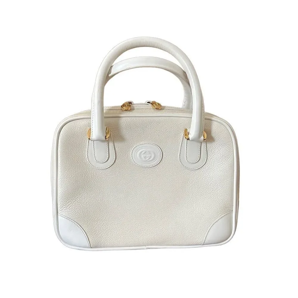 Gucci trendy white tote with gold hardware